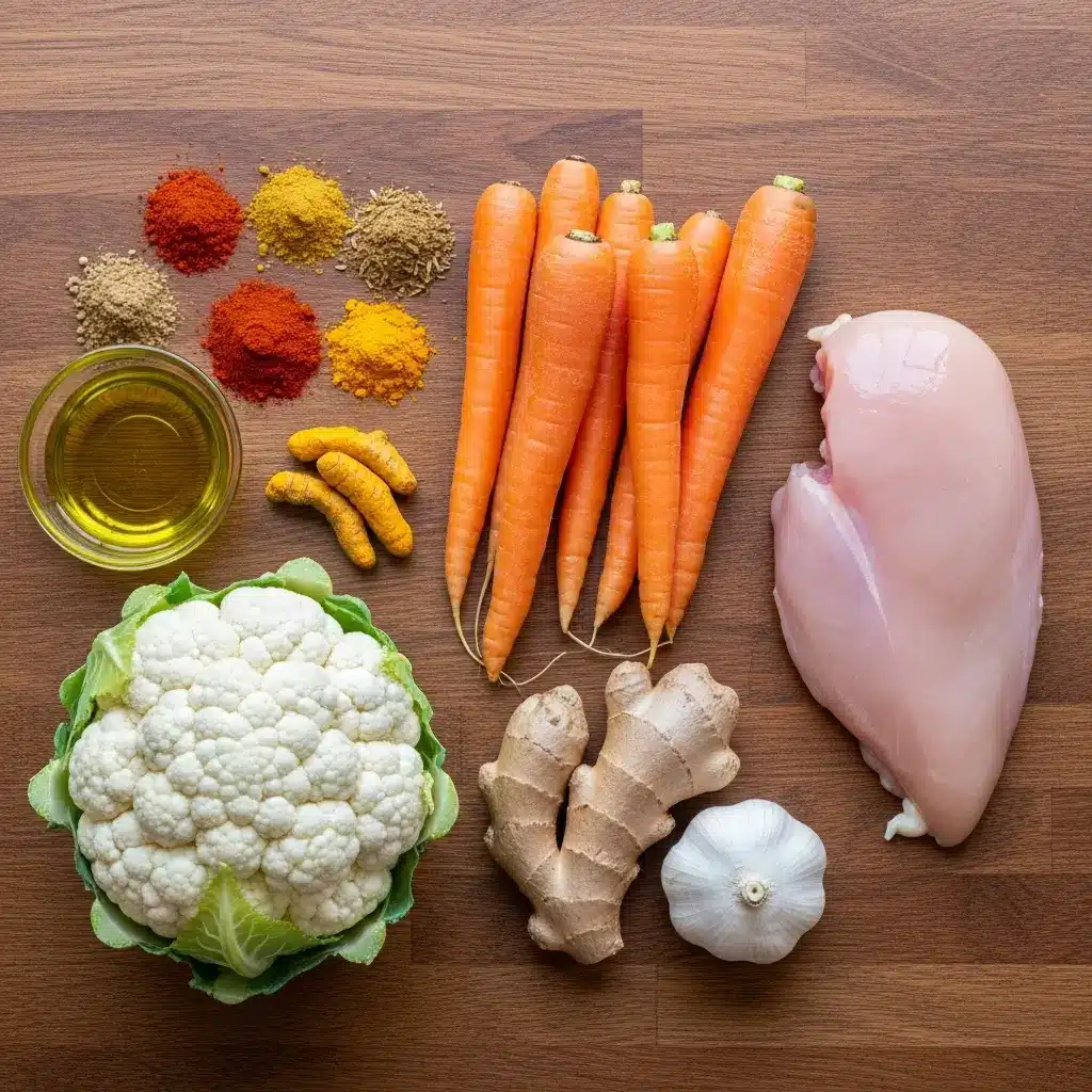Ingredients for 30-Minute Cauliflower Chicken Soup