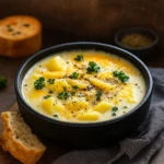 Cheddar Garlic Herb Potato Soup in bowl