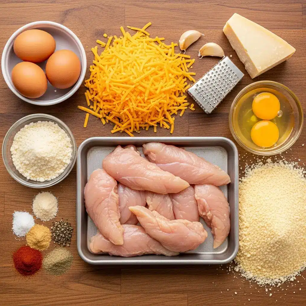 Ingredients for Cheesy Baked Chicken Tenders recipe