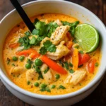 Coconut Curry Chicken Soup in a cozy kitchen setting