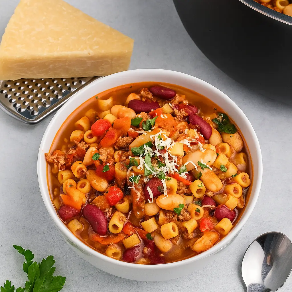 Copycat Olive Garden Pasta e Fagioli soup in bowl