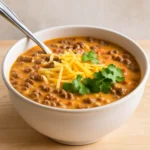 creamy cheesy ground beef taco soup