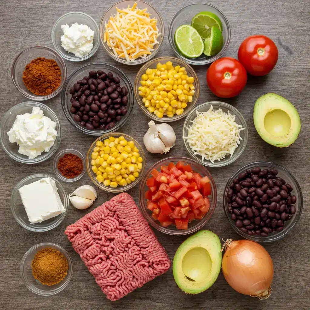 creamy cheesy ground beef taco soup ingredients