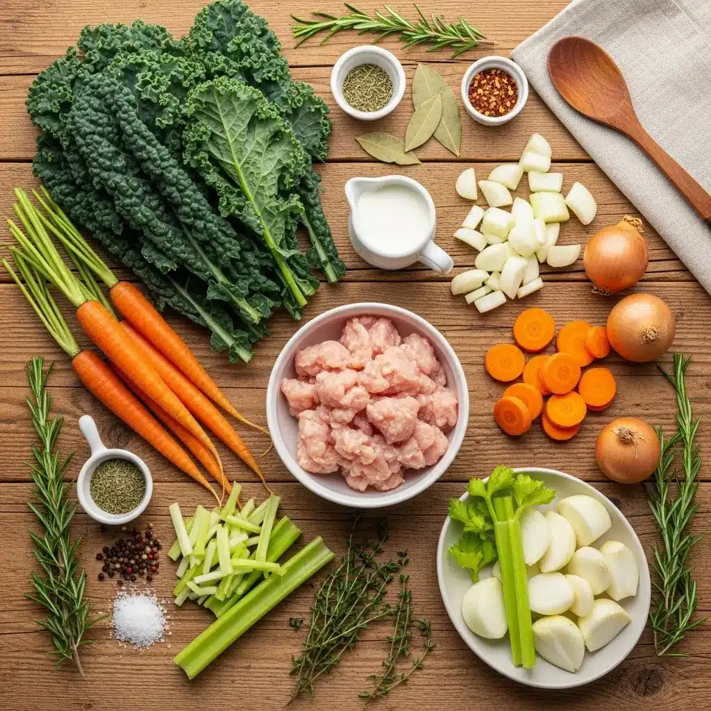 ingredients for creamy chicken meatball soup