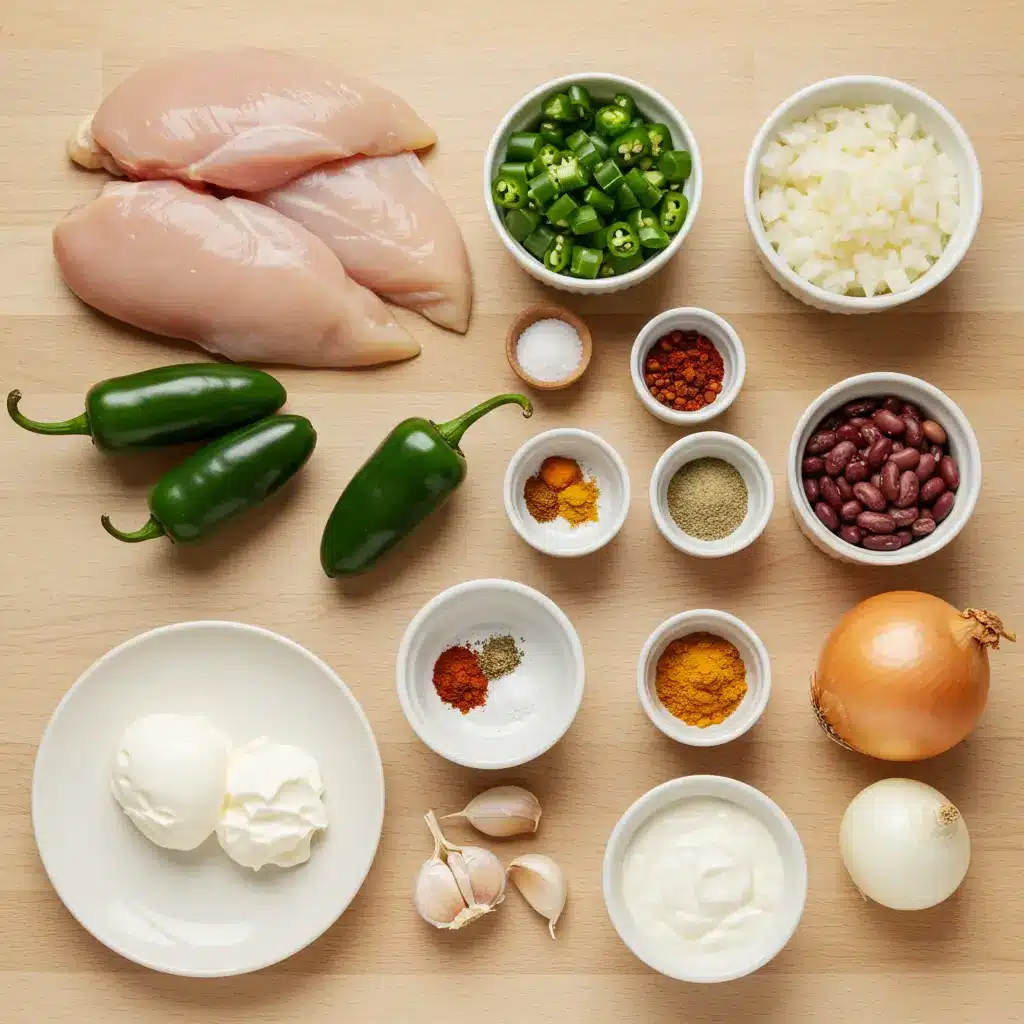 Ingredients for Creamy Jalapeño White Chicken Chili