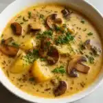 Creamy Mushroom Potato Soup in a bowl
