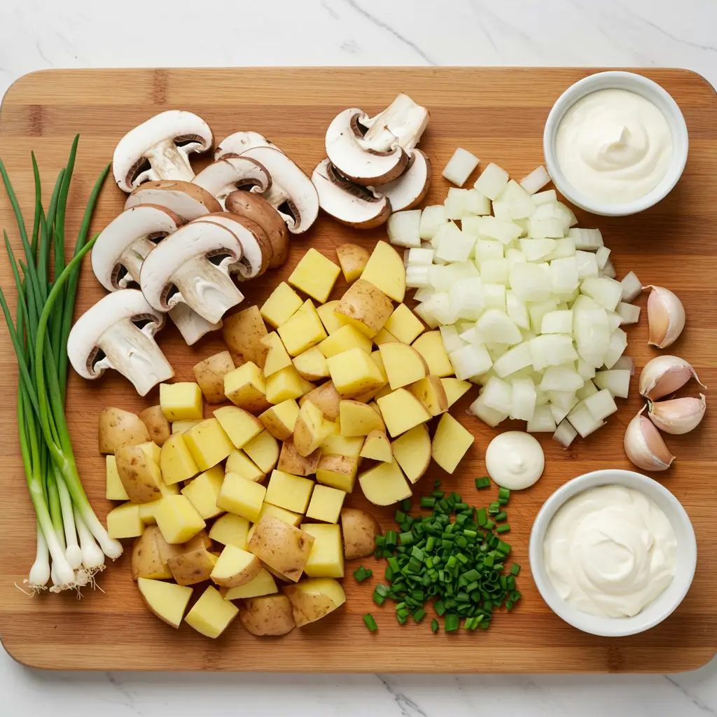 Ingredients for Creamy Mushroom Potato Soup