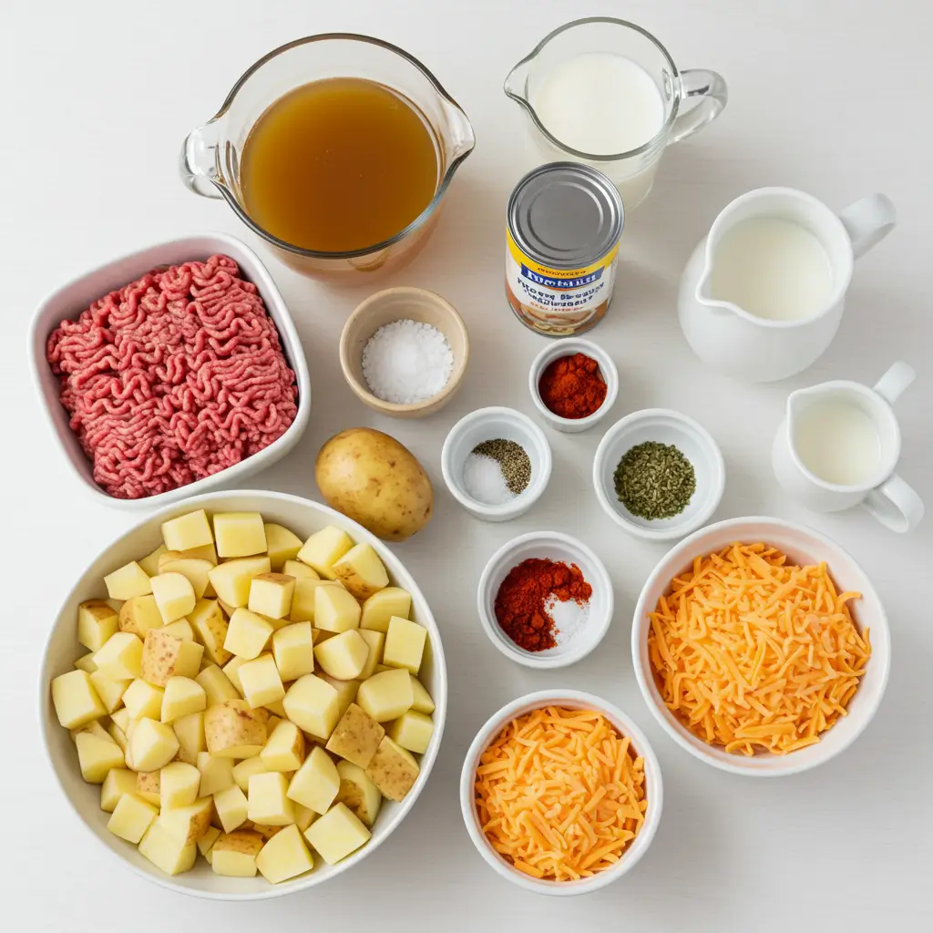 Crock Pot Hamburger Potato Soup ingredients