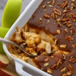 easy caramel apple cheesecake dip recipe with apples and pecans