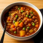 Easy One Pot Hamburger Stew served in a bowl