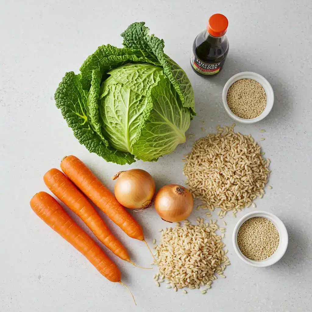Fried rice with cabbage ingredients