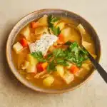 German cabbage soup Kohlsuppe in rustic bowl