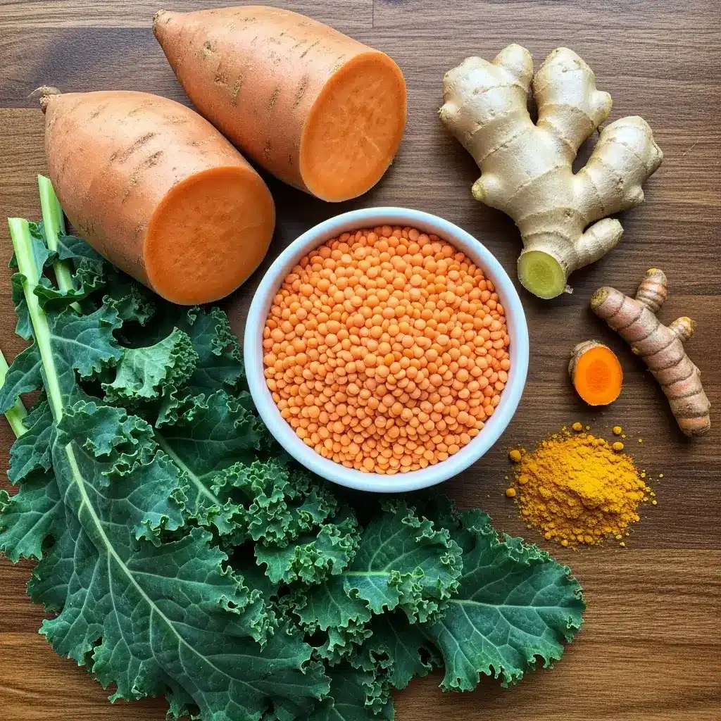 Ingredients for Golden Turmeric Lentil Soup