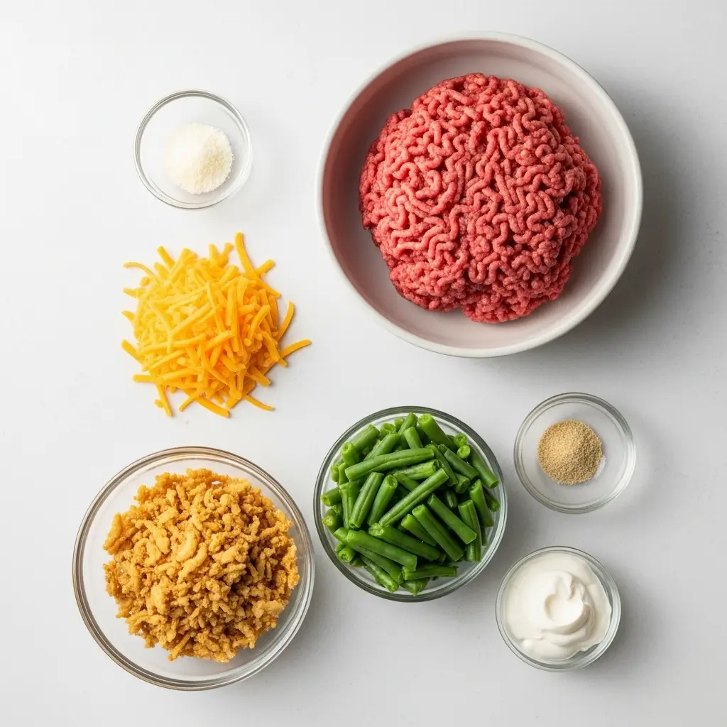 Ingredients for Hamburger Green Bean Casserole