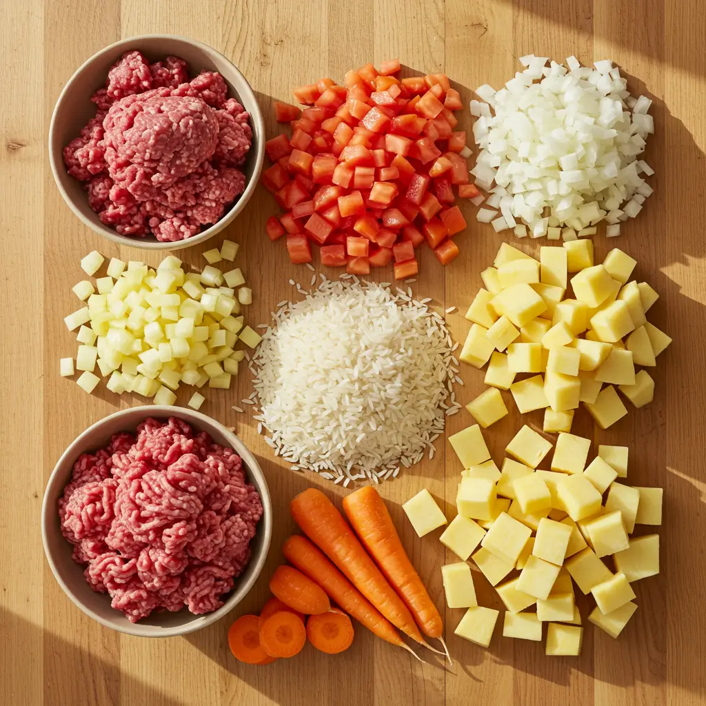 Hamburger Rice Soup Recipe ingredients
