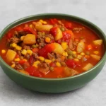 Hearty Hamburger Soup with veggies and beef