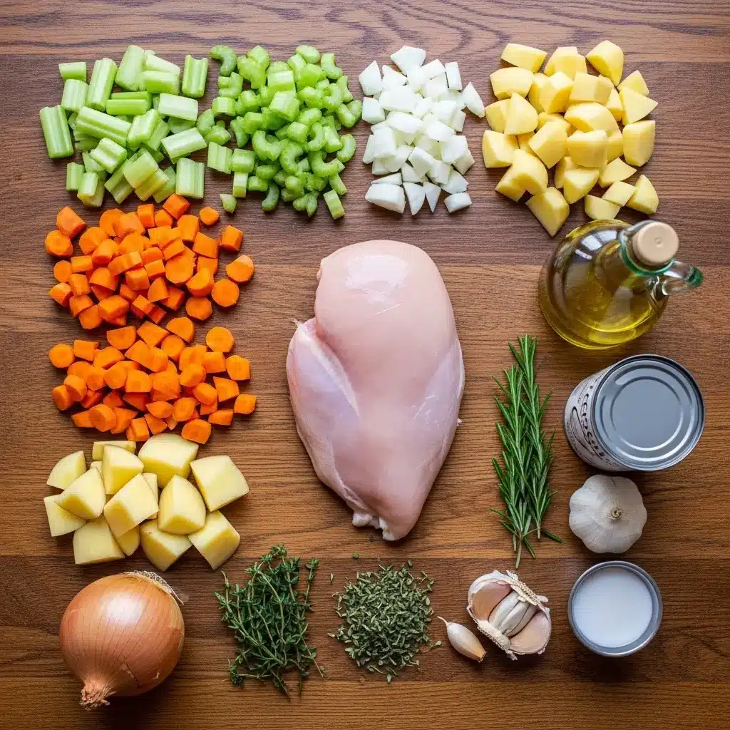 Ingredients for Healthy Chicken Pot Pie Soup