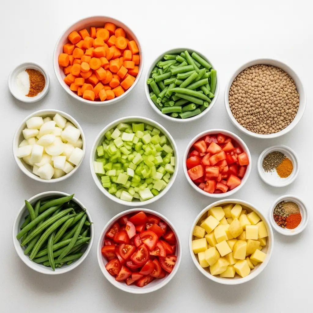 hearty vegan lentil soup ingredients