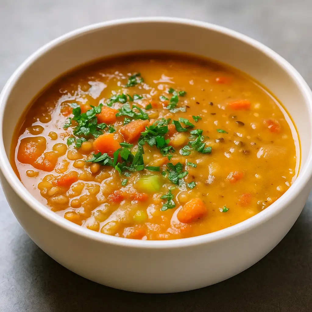 Hearty Vegetarian Lentil Soup in a bowl