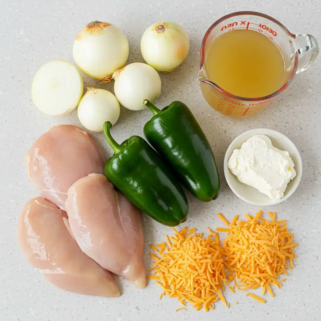 Ingredients for Slow Cooker Creamy Chicken Chile Relleno Soup