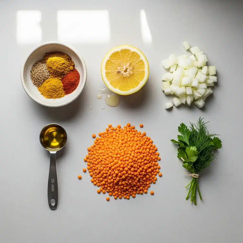 Ingredients for Iraqi Lentil Soup (Vegan)