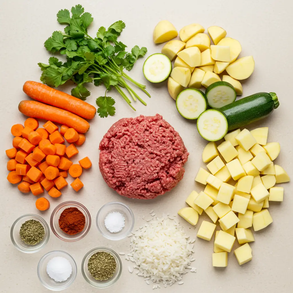 Mexican Albondigas Soup Recipe ingredients laid out on counter