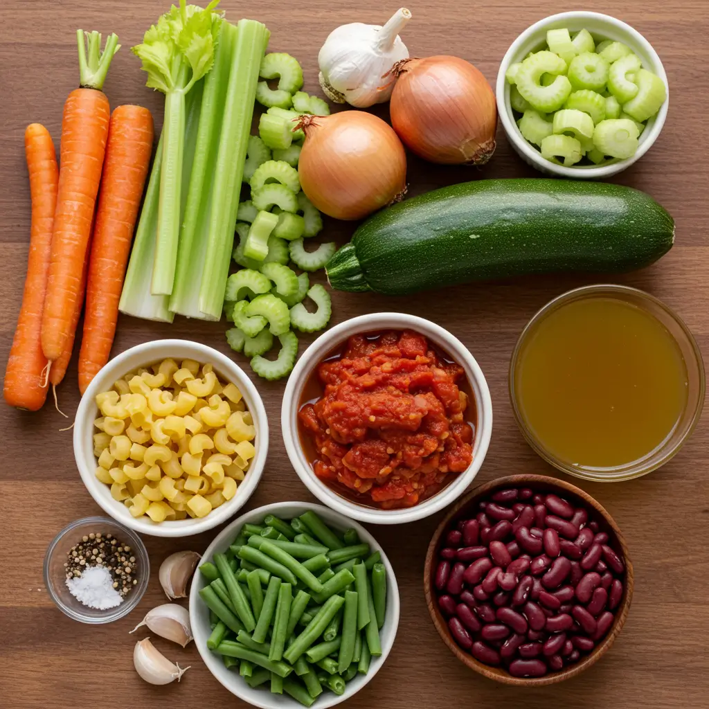 Ingredients for minestrone soup recipe