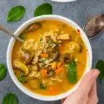 Mushroom Vegetable Rice Soup in bowl