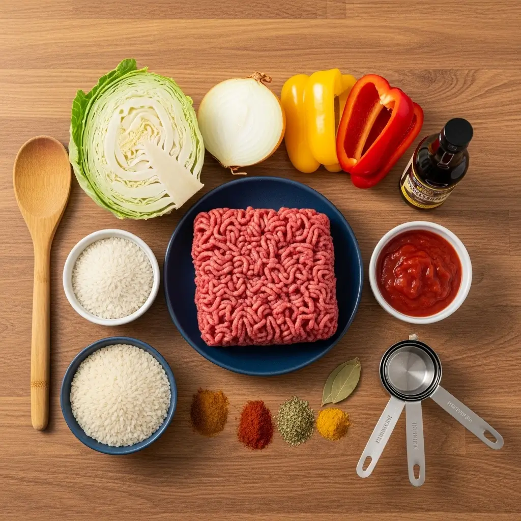 Ingredients for Pioneer Woman Stuffed Cabbage Soup