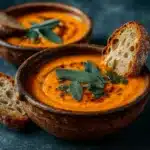 Pumpkin Sage Bisque served with crusty bread