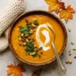 Pumpkin Soup Recipe in a cozy fall setting