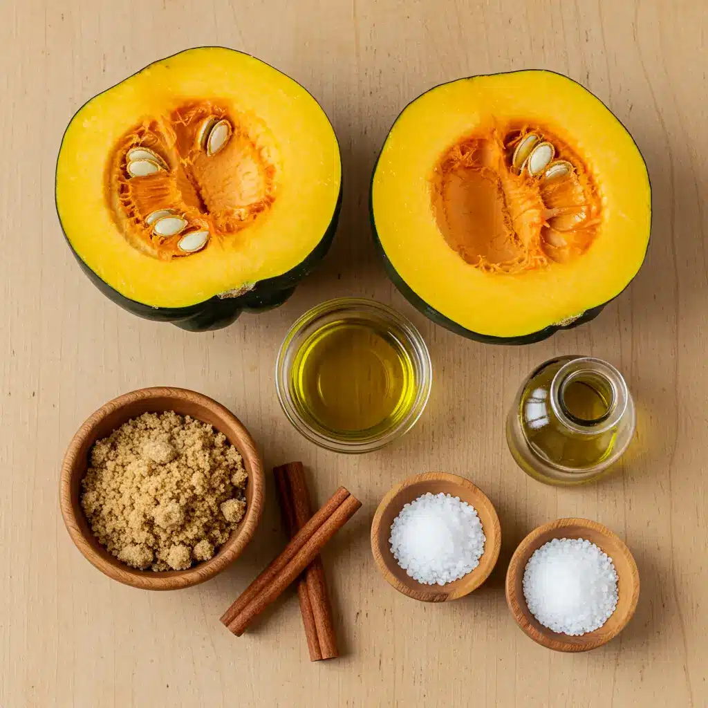 ingredients for roasted acorn squash with brown sugar