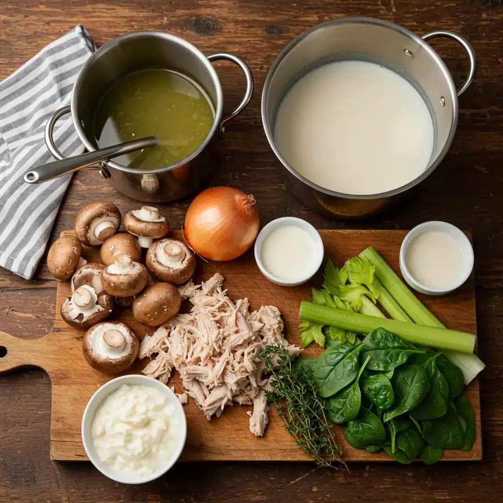 ingredients for rotisserie chicken and mushroom soup