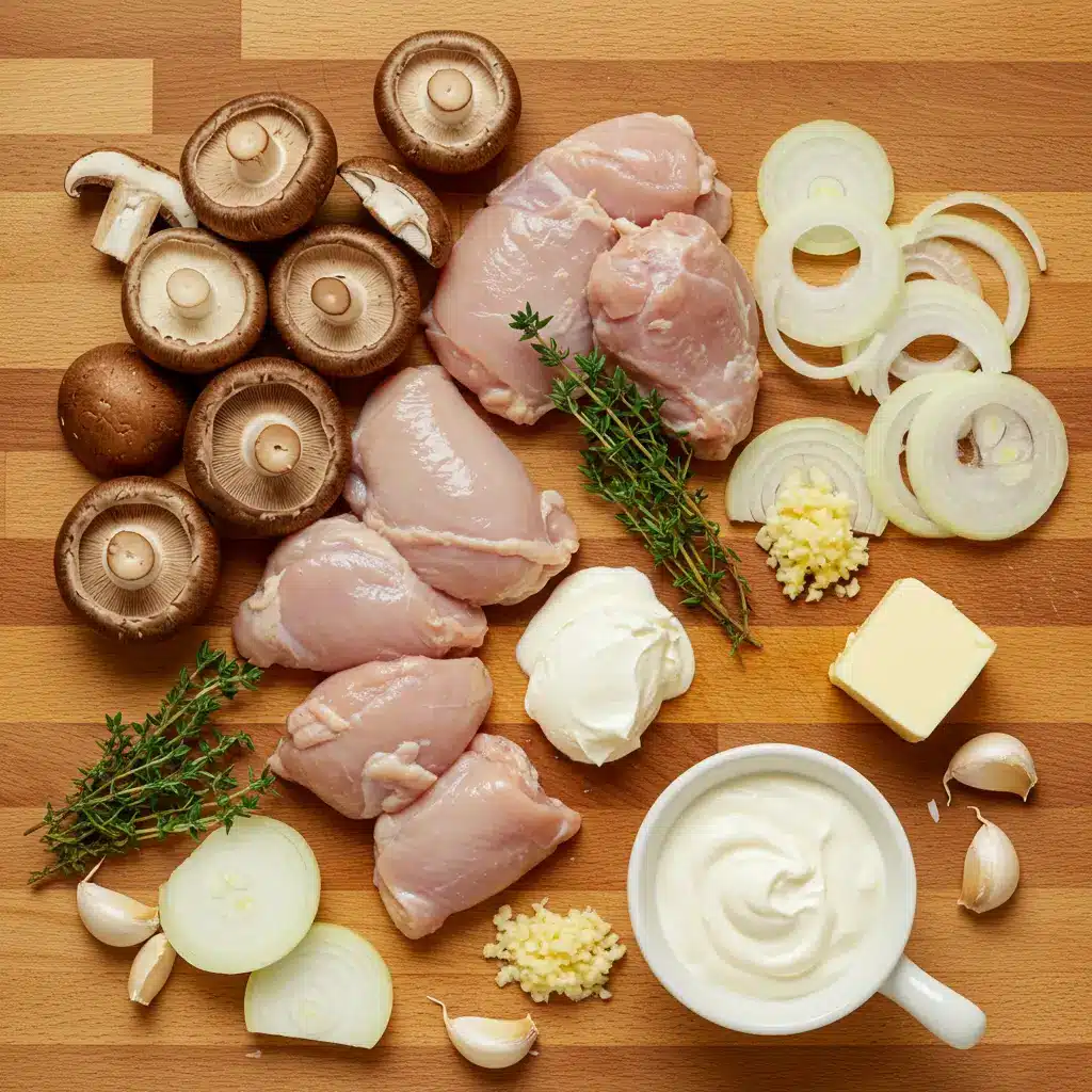 Rotisserie Chicken Mushroom Soup ingredients layout