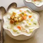 Slow Cooker Leftover Thanksgiving Turkey Pie Soup with stuffing