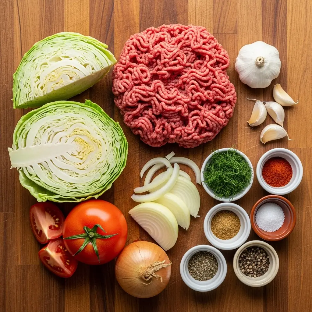 Ingredients for Slow Cooker Unstuffed Cabbage recipe