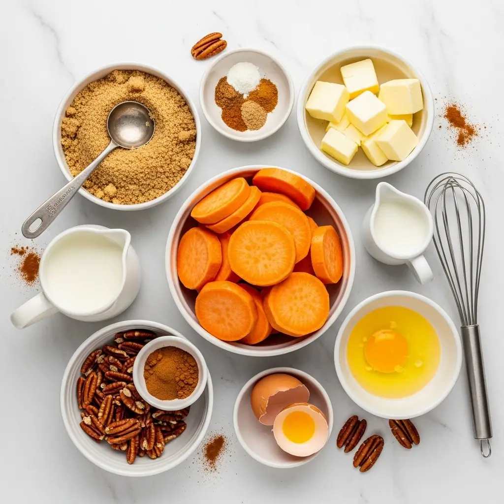 Ingredients for Southern sweet potato casserole
