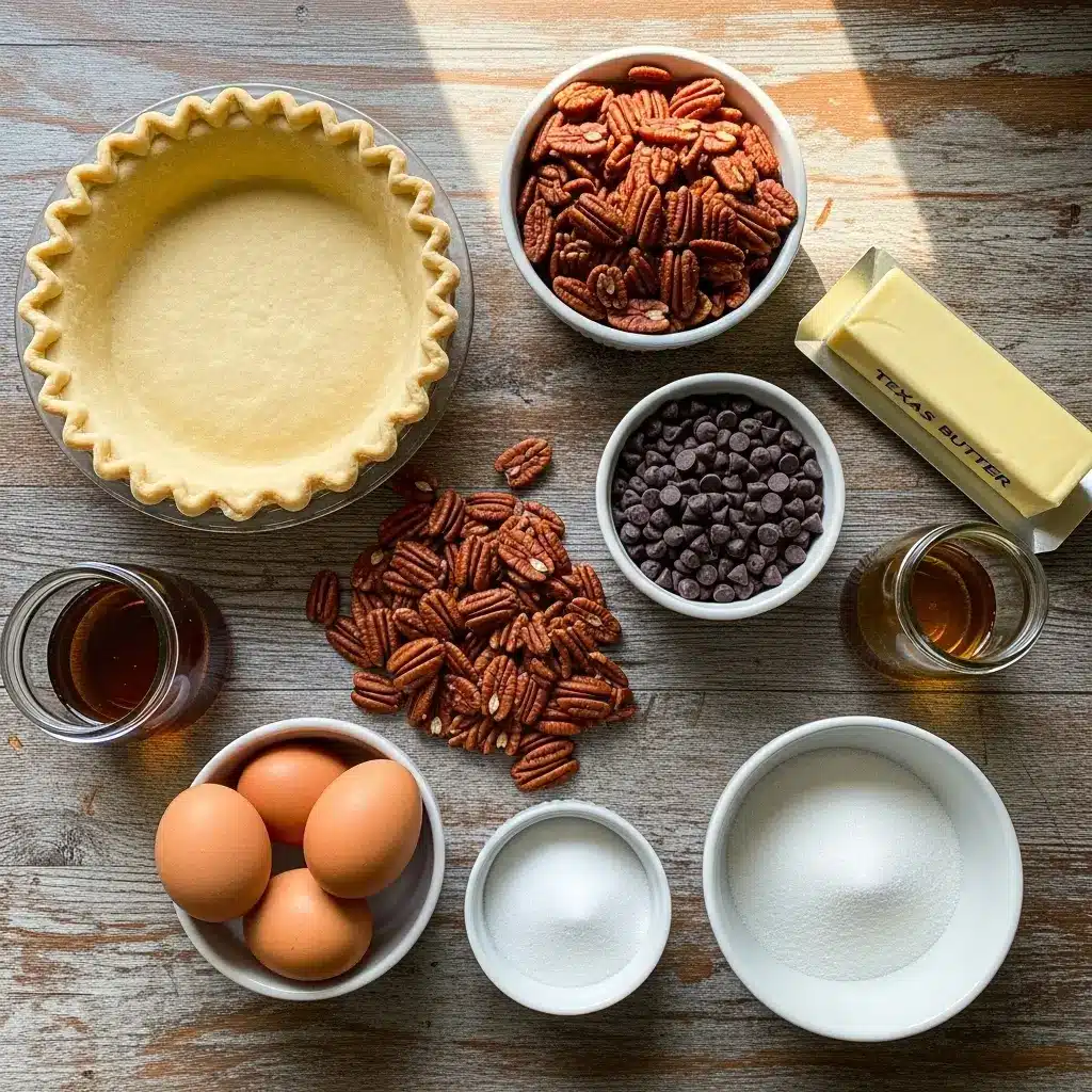 Ingredients for Texas Chocolate Pecan Pie