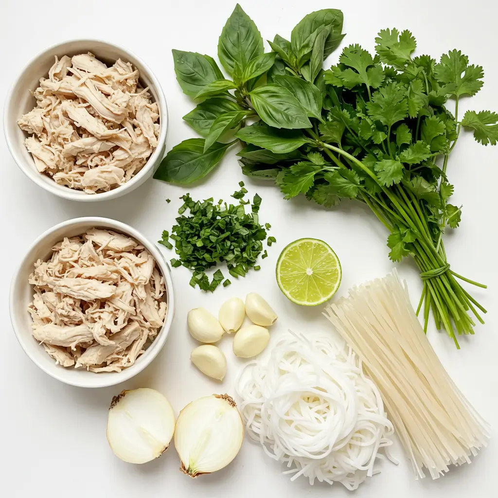 Thai Chicken Curry Soup ingredients flat lay