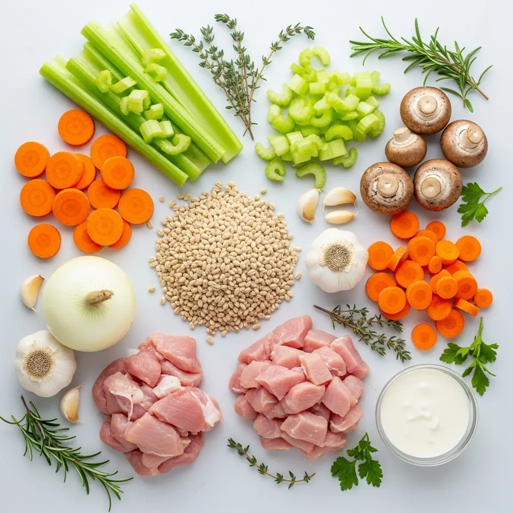Ingredients for Creamy Turkey Barley Soup