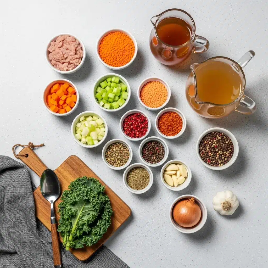 ingredients for turkey lentil soup