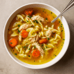 Turkey noodle soup with homemade broth