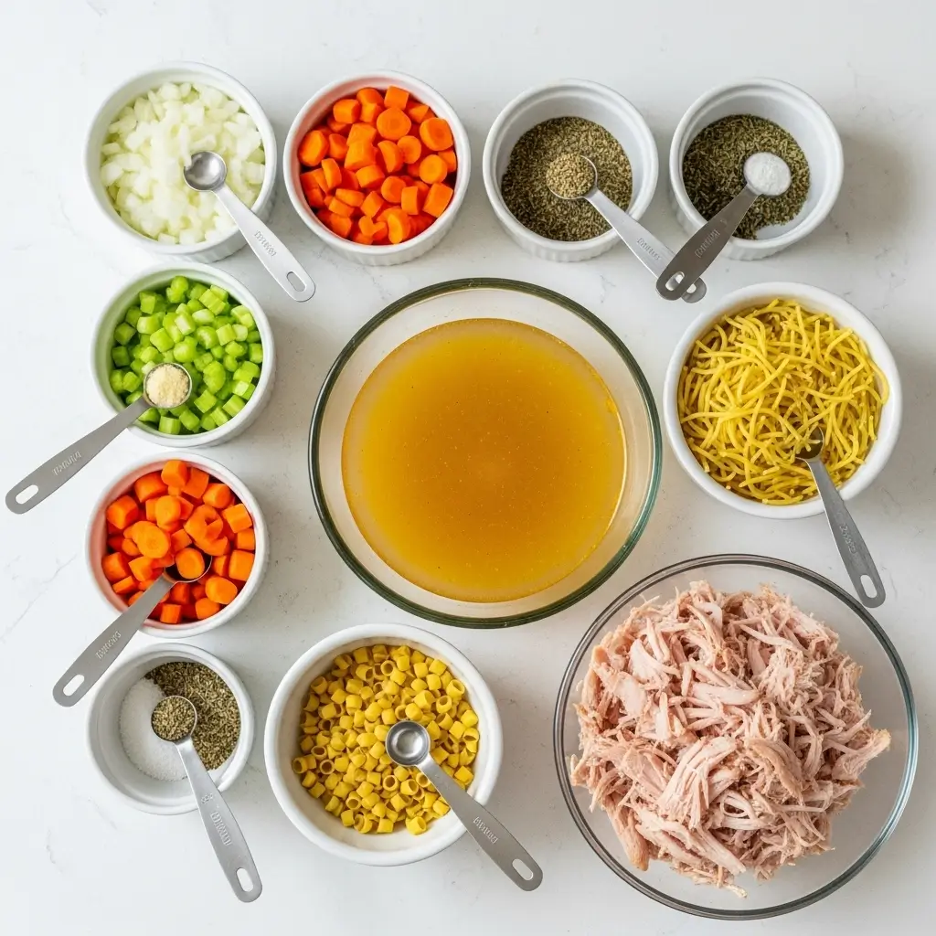 Ingredients for Turkey Soup Recipe displayed