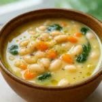 white bean soup recipe served in rustic bowl