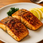 Crispy Air Fryer Salmon with lemon and parsley