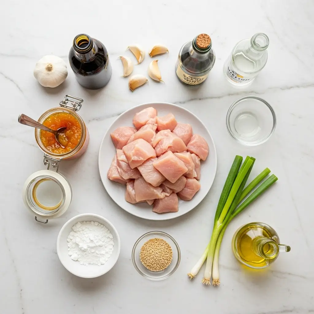 Asian Crockpot Orange Chicken ingredients on counter