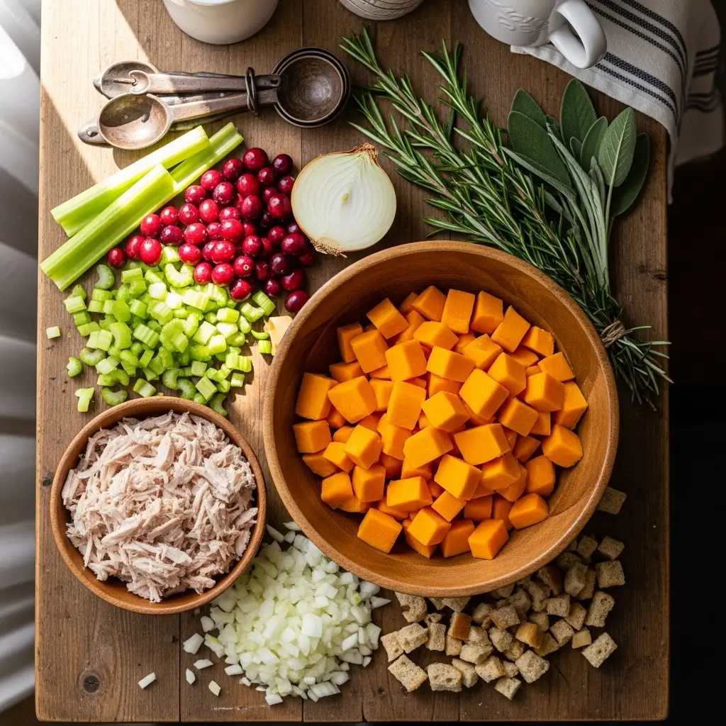 Ingredients for Autumn Friendsgiving Potluck Casserole