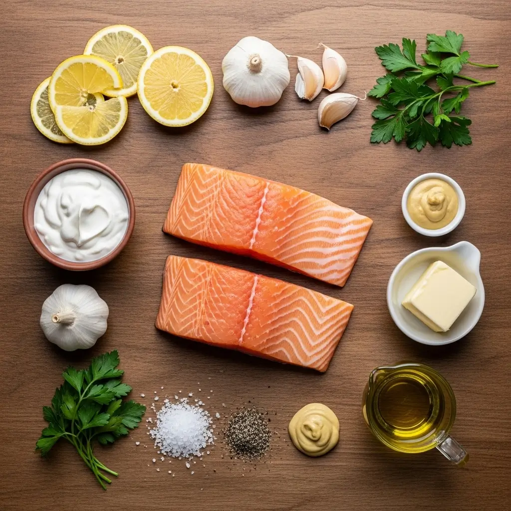 ingredients for baked salmon with lemon butter sauce