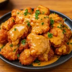 Bang Bang Chicken with creamy chili sauce and parsley