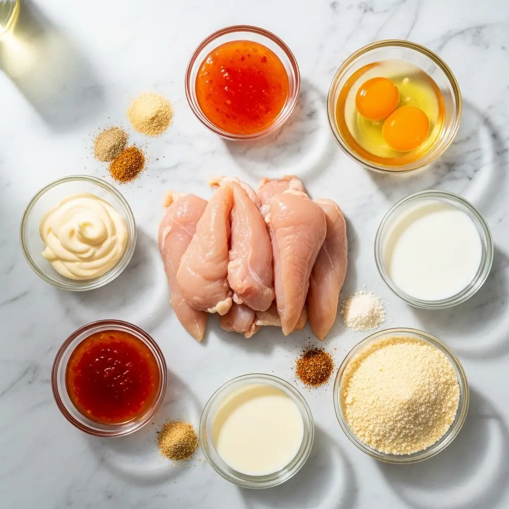 Bang Bang Chicken ingredients on a counter